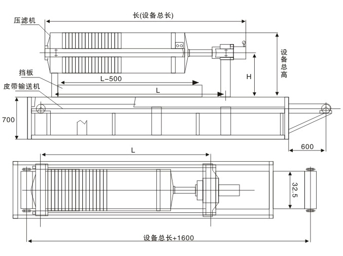 一次性全部拉開振打卸餅壓濾機(圖1)